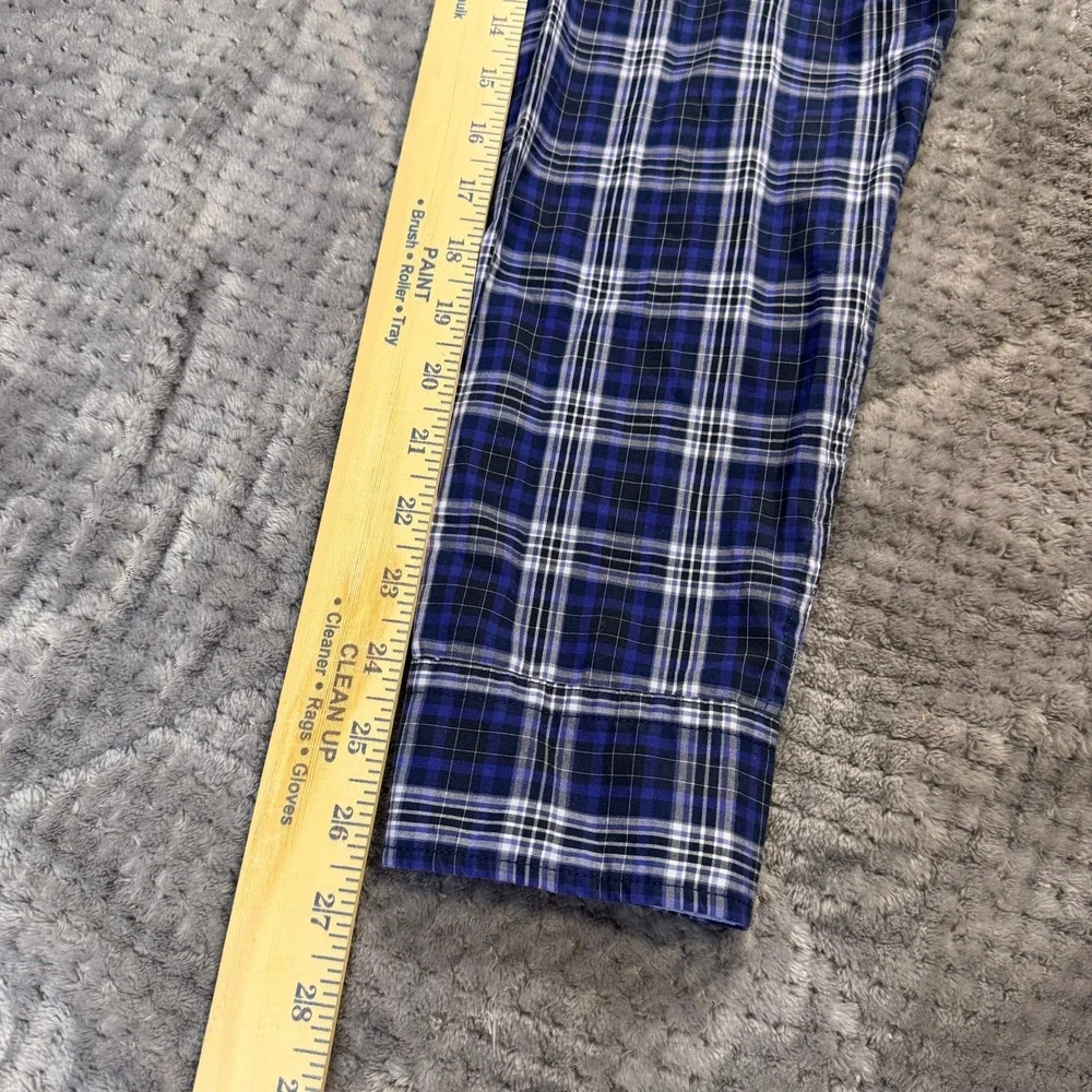 Banana Republic Grant Fit Shirt Mens Large Blue Purple Plaid Long Sleeve Button